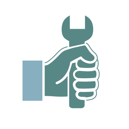 Hand holding wrench icon