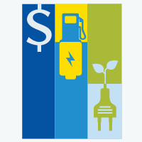 Image of money symbol, gas metre, battery, plant and plug icons