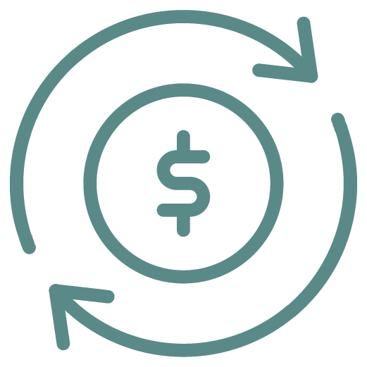 Money symbol with arrows circling icon