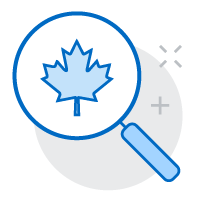 Image of magnifying glass and Canadian leaf icon