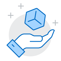 Image of hand with floating box icon