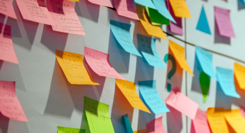 Sticky notes on a wall