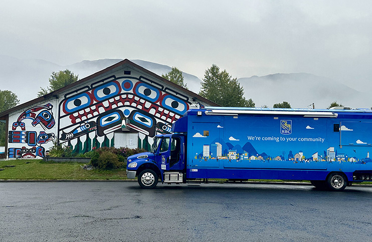 RBC mobile banking truck arrives in Gitlaxt'aamiks Village to serve the Nisg̱a'a Nation. 