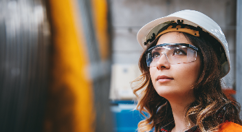 Woman working with goggles
